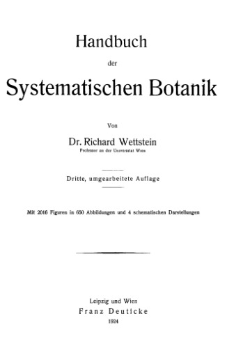 Handbuch der systematischen Botanik