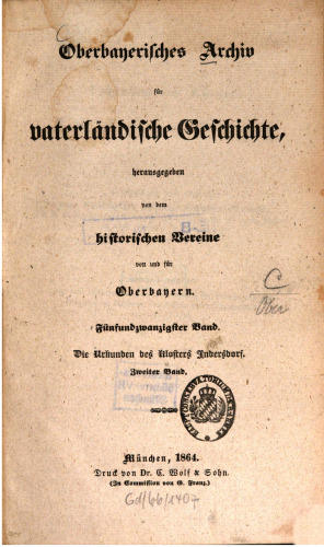 Oberbayerisches Archiv für vaterländische Geschichte