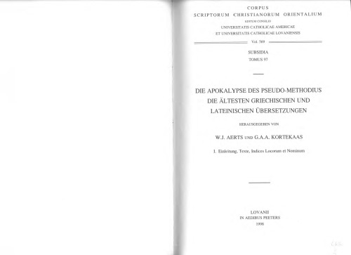 Die Apokalypse des Pseudo-Methodius: Die ältesten griechisen und lateinischen Übersetzungen