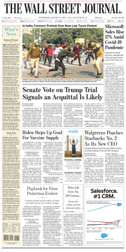 Wall Street Journal Wednesday January 27, 2021