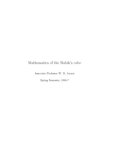 Mathematics of the Rubik's cube