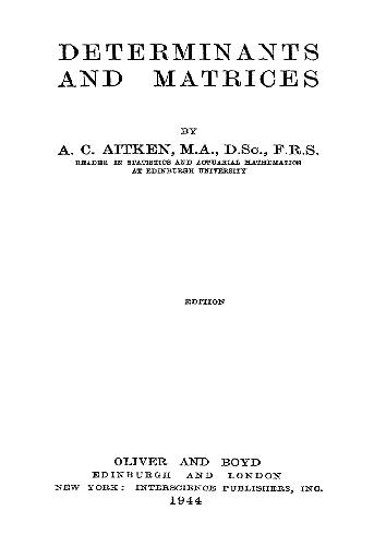 Determinants and Matrices