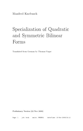 Specialization of Quadratic and Symmetric Bilinear Forms [draft]