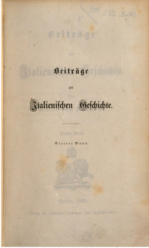 Beiträge zur italienischen Geschichte
