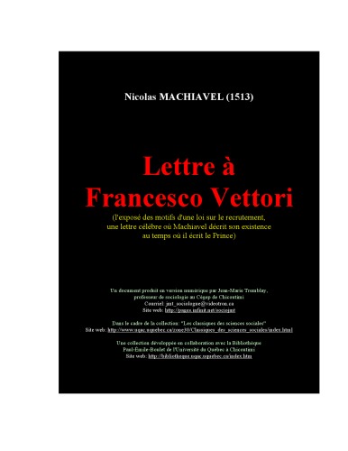 Lettre a Francesco Vettori
