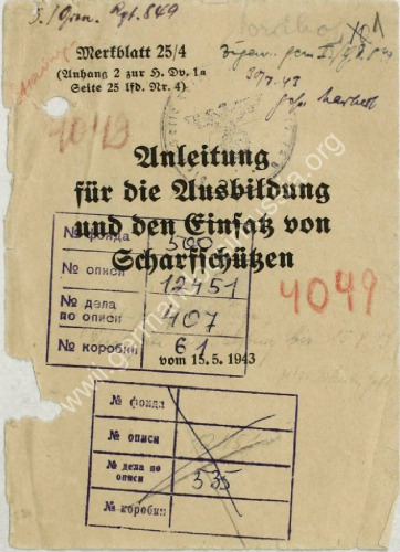 Anleitung für die Ausbildung und den Einsatz von Scharfschützen (Wehrmacht 15.5.1943) Merkblatt 25 4, Anhalte zur Ausbildung der Panzerzerstörtrupps