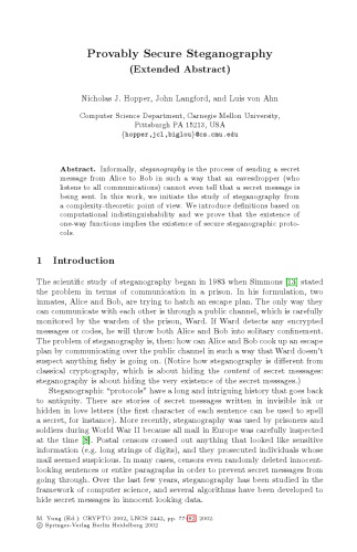 Provably Secure Steganography