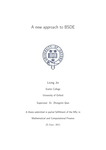 A New Approach to BSDE (Backward Stochastic Differential Equation)