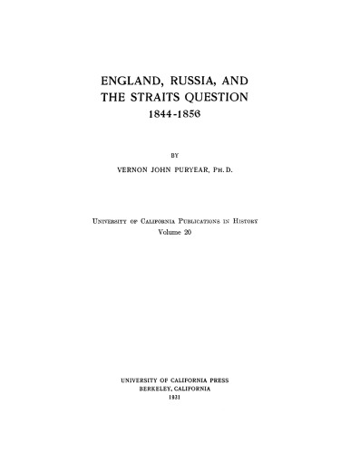England, Russia and the Straits question, 1844-1856