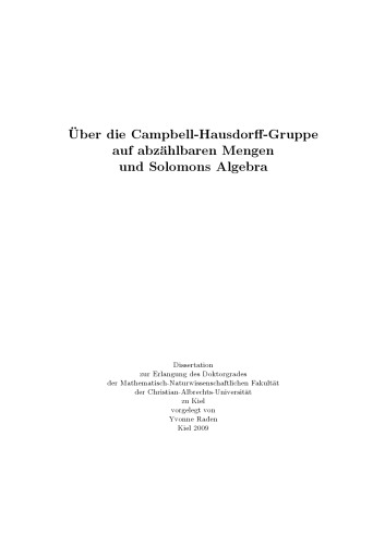 Über die Campbell-Hausdorff-Gruppe auf abzählbaren Mengen und Solomons Algebra