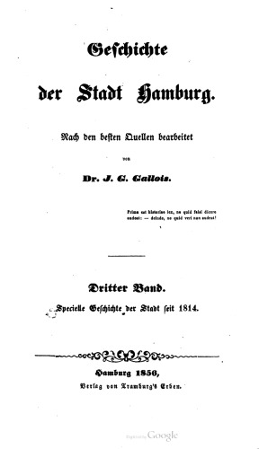 Geschichte der Stadt Hamburg/ Specielle Geschichte der Stadt seit 1814