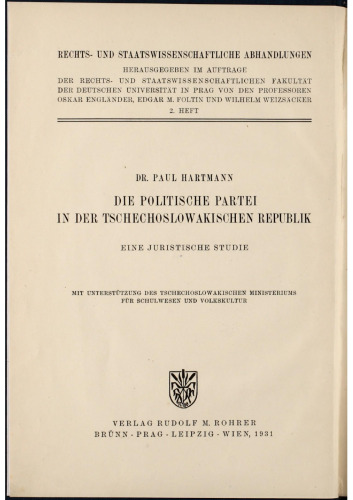 Die politische Partei in der Tschechoslowakischen Republik