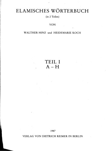 Elamisches Wörterbuch. A-H