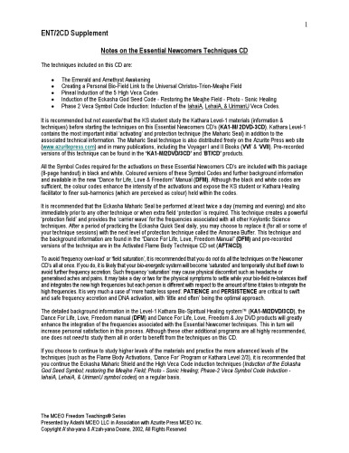 Essential Newcomer Techniques Supplement