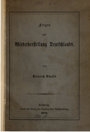 Fragen zur Wiederherstellung Deutschlands