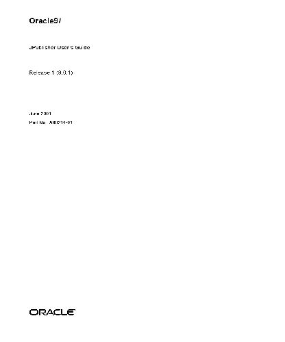 Oracle9i JPublisher User's Guide