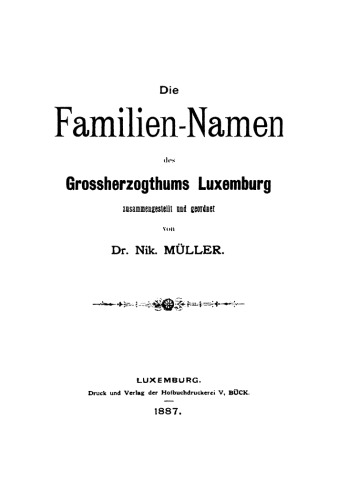 Die Familien-Namen des Grossherzogthums Luxemburg