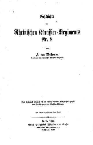 Geschichte des Rheinischen Kürassier-Regiments Nr. 8