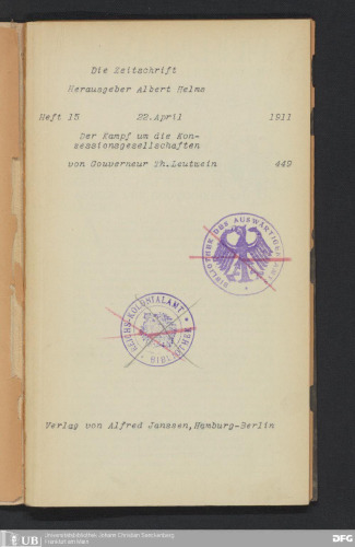 Der Kampf um die Konzessionsgesellschaften in Südwestafrika