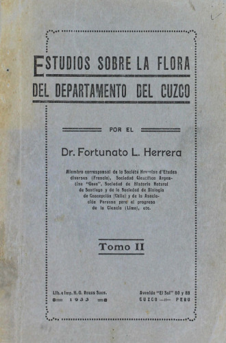 Estudios sobre la flora del departamento del Cuzco