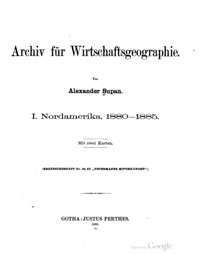 Archiv für Wirtschaftsgeographie / Nordamerika, 1880-1885