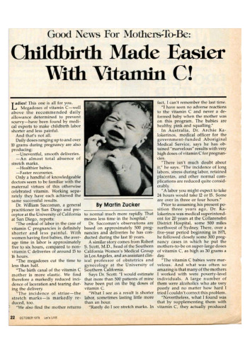 Vitamin C : Childbirth made easier with Vitamin C