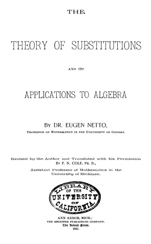 Theory of Substitutions and its Applications to Algebra