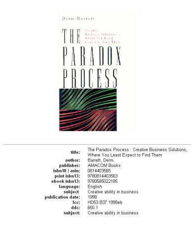 The Paradox Process: Creative Business Solutions...Where You Least Expect to Find Them