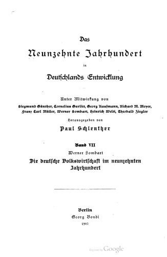 Die deutsche Volkswirtschaft im neunzehnten Jahrhundert