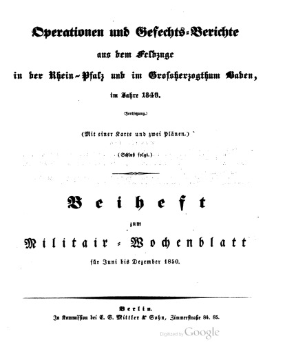 Beihefte zum Militär-Wochenblatt