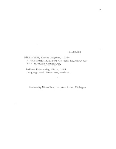 A Rhetorical Study of the Exordia of the ’Romans Courtois’
