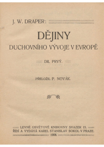 Dějiny duchovního vývoje v Evropě: I