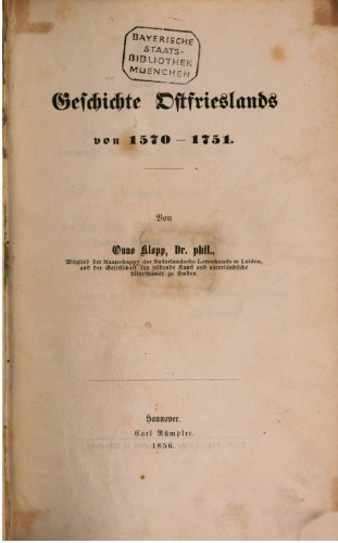 Geschichte Ostfieslands von 1570-1751