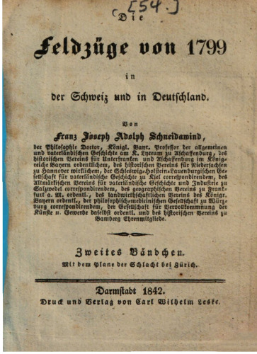 Die Feldzüge von 1799 in der Schweiz und in Deutschland