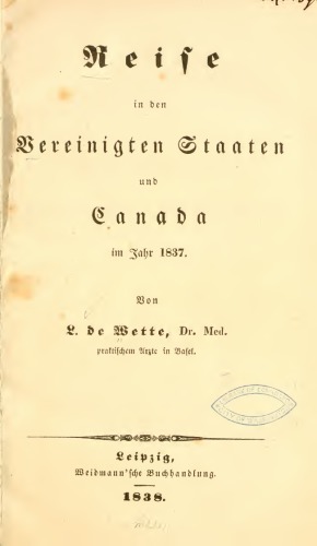 Reise in den Vereinigten Staaten und Canada im Jahre 1837