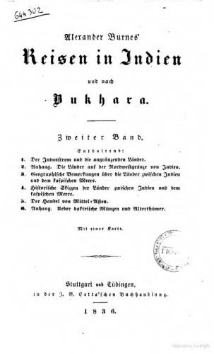 Alexander Burnes' Reisen in Indien und nach Bukhara