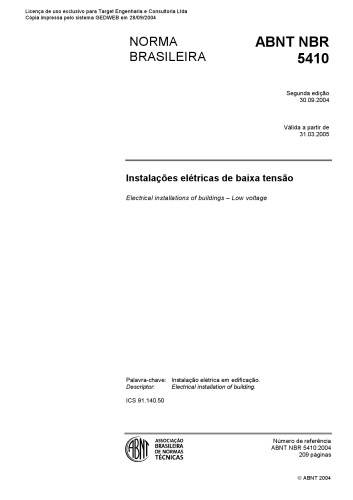 ABNT NBR 5410:2004 - Instalações Elétricas de Baixa Tensão