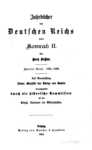 Jahrbücher des Deutschen Reichs unter Konrad II./ 1032 - 1039