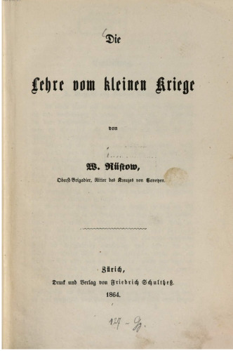Die Lehre vom kleinen Kriege
