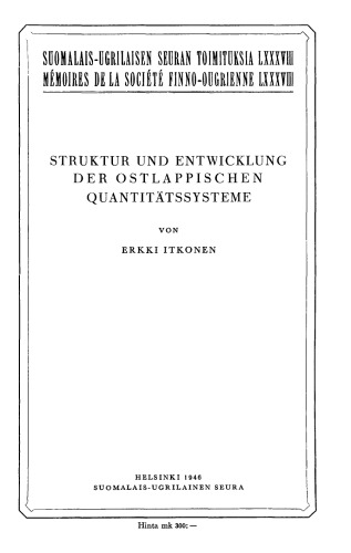 Struktur und Entwicklung der ostlappischen Quantitätssysteme