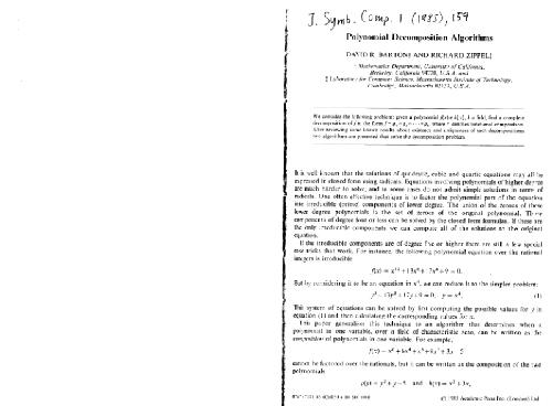 Polynomial decomposition algorithms