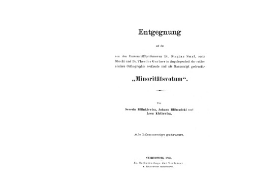 Entgegnung auf das "Minoritotsvotum"
