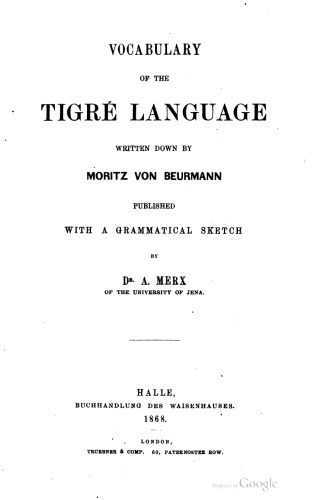 Vocabulary of the Tigré Language