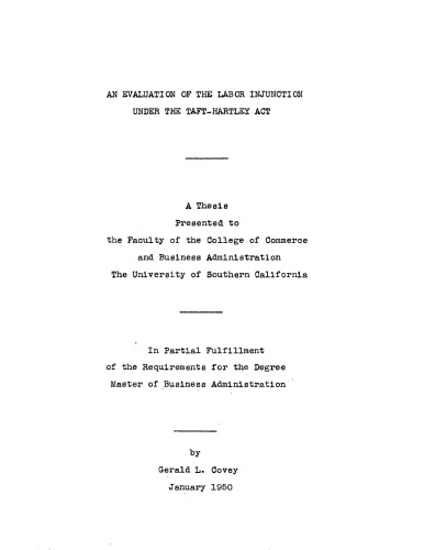An evaluation of the labor injunction under the Taft-Hartley Act