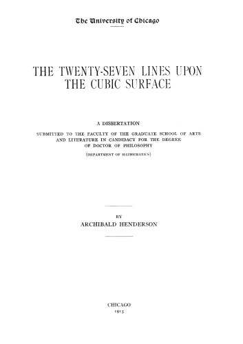 The Twenty-Seven Lines Upon the Cubic Surface
