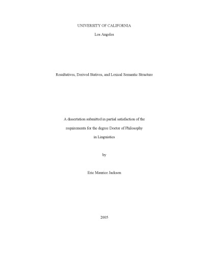 Resultatives, Derived Statives, and Lexical Semantic Structure