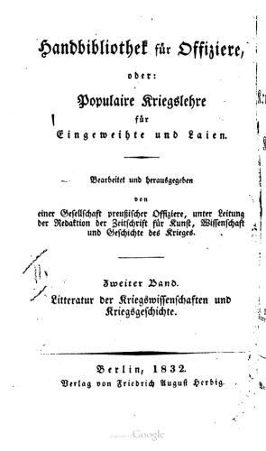 Literatur der Kriegswissenschaften und Kriegsgeschichte