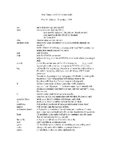 Brief Guide To Stata Commands