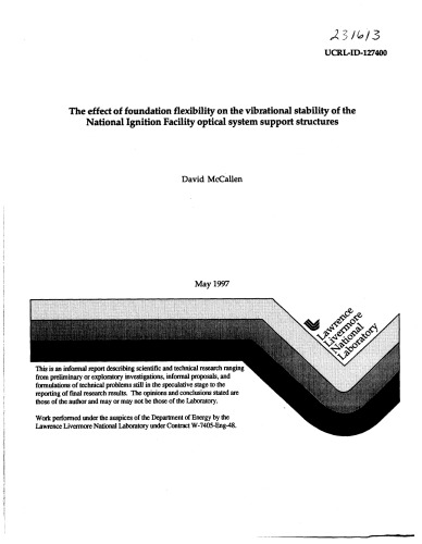 NIF - Vibrational Stability of Optical Support Structures