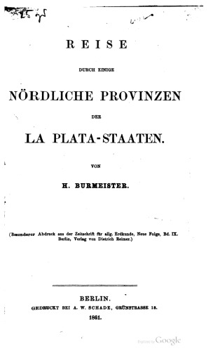 Reise durch einige nördliche Provinzen der La Plata-Staaten